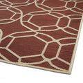 Contemporary, Transitional, Geometric, Textured, High Low Cut & Loop 2' X 3' Rectangle Throw Rug Red Polypropylene