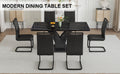 Table And Chair Set, Modern Dining Table, Black Tabletop And Black Mdf Leg Table, Soft And Comfortable Dining Chair, Perfect For Dinner, Meetings, Home And Office Decor Black Mdf