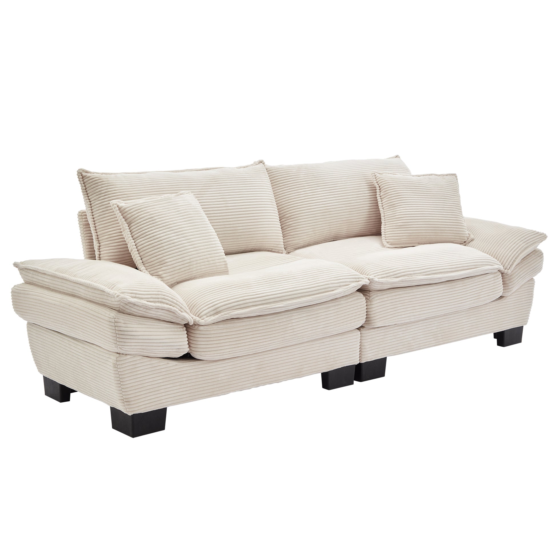 Corduroy Sofa Sleeper Couch Loveseat Sofa With Pillows Comfy Upholstered Deep Seat Sofa For Bedroom,Living Room,Apartment,Office,Dorm Beige Corduroy Beige Foam Upholstered 2 Seat