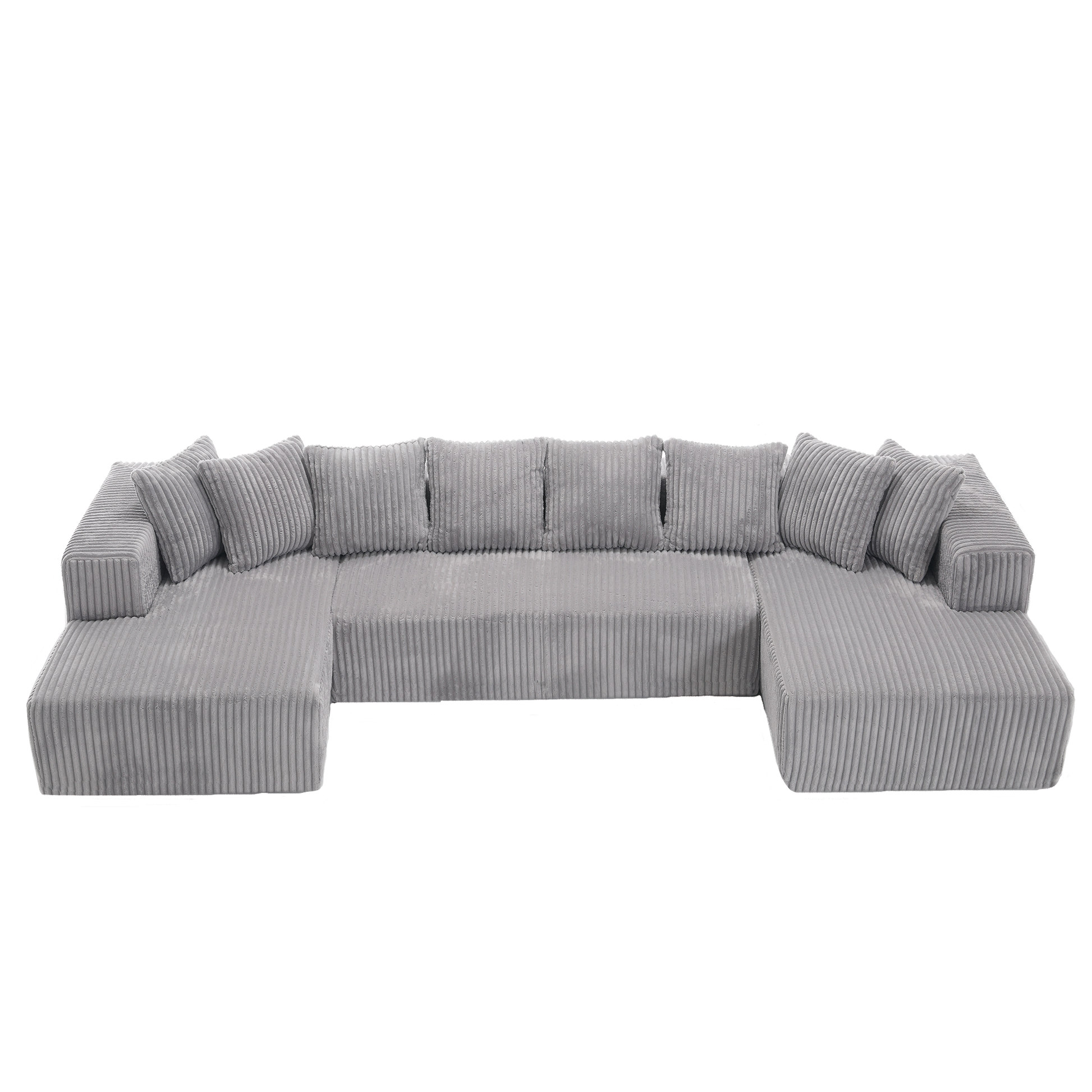 Arrived 131'' Modular Sectional Couch, U Shaped Sofachaise Lounge, Striped Fabric,Upholstered 4 Seater Couch For Living Room, Bedroom, Free Combination Sofa Corduroy , Gray Gray Polyester Primary Living Space Soft Modern Square Arms Foam Upholstered 4