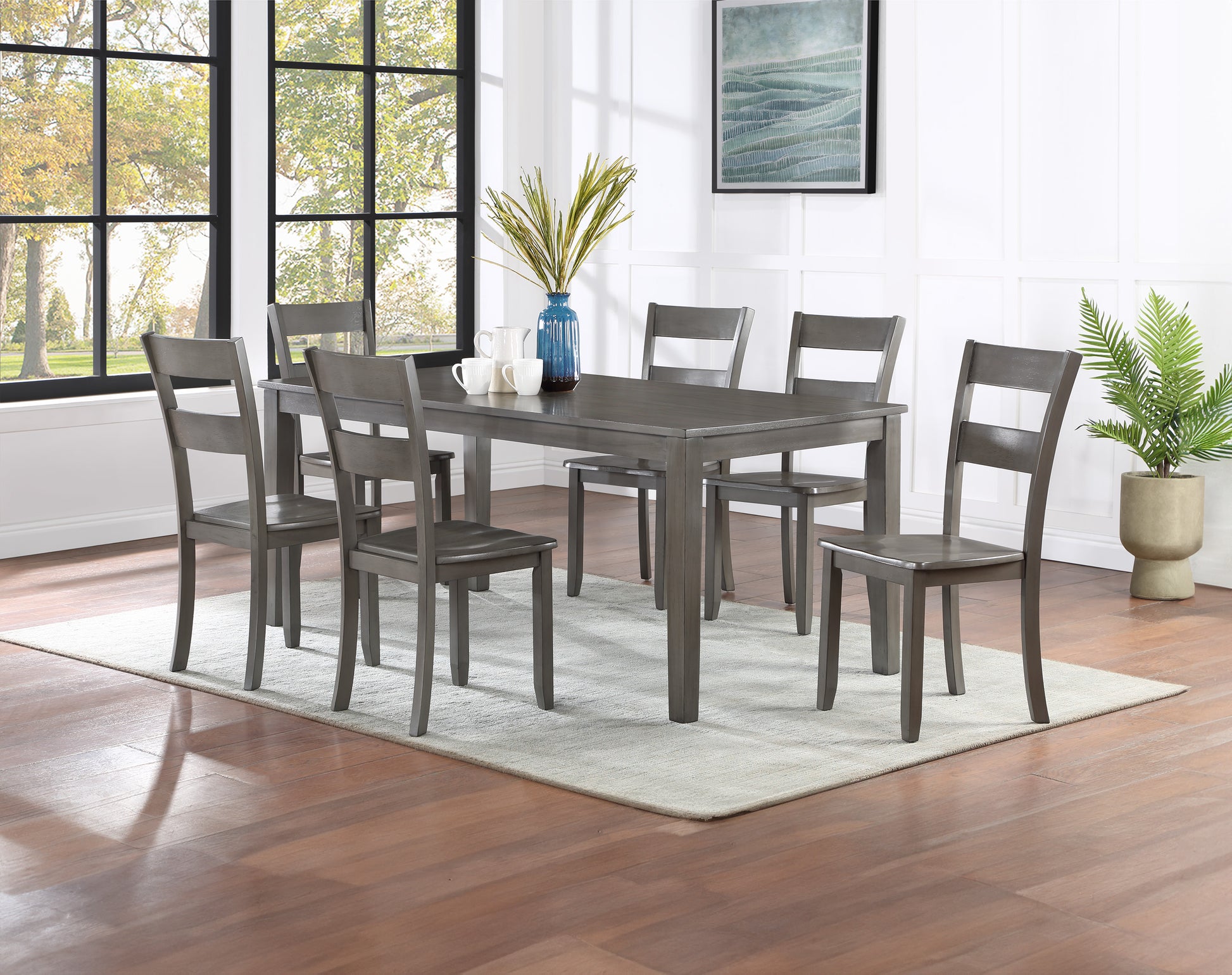 2Pc Transitional Dining Side Chair Ladder Back Wooden Dining Room Furniture Gray Gray Dining Room Contemporary,Transitional Side Chair Ladder Back Set Of 2 Wood