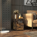 Homcom Industrial Side Table With 2 Drawers, Small End Table With Storage Shelf, Accent Sofa Table With Groove Handle And Metal Frame For Living Room, Brown Rustic Brown Particle Board