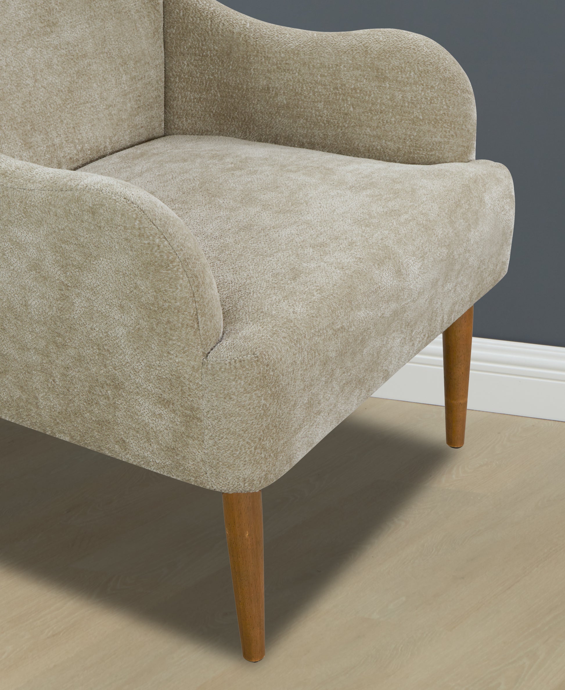 Chenille Armchair, Modern Style Accent Chair With Wood Legs, Comfy Design For Living Room, Bedroom, Office, Light Grey Gray Foam Wood Fabric