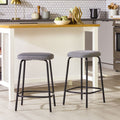 Modern Simple Counter Stool With Upholstered Seat, Set Of 2, Charcoal Charcoal Grey Foam Steel
