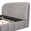 Queen Size Upholstered Platform Bed With Thick Fabric, Polyester, Gray Queen Gray Polyester
