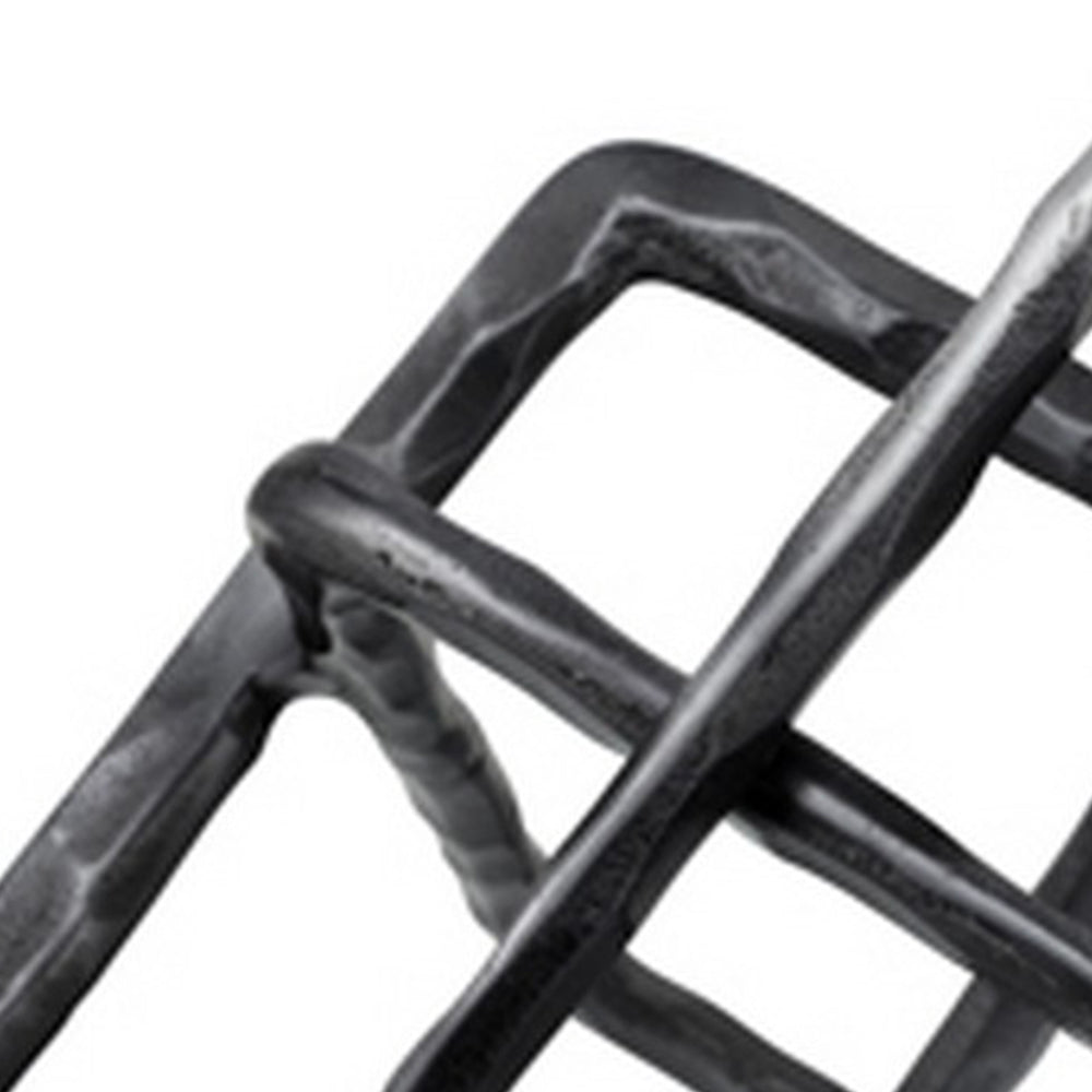 10 Inch Metal Accent Decor With Square Inters, Gray Gray Metal