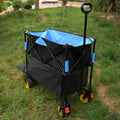Big Large Capacity Folding Cart Extra Long Extender Wagon Cart Folding Wagon Garden Shopping Beach Cart Black Blue Black Garden & Outdoor Iron,Oxford Fabric