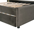 Queen Size Upholstered Platform Bed With Multi Functional Headboard, Trundle And 2 Drawers, Gray Box Spring Not Required Queen Gray Wood Bedroom Upholstered