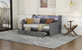 Twin Size Daybed With Storage Drawers, Upholstered Daybed With Charging Station And Led Lights, Gray Old Item W1580S00034 Twin Gray Linen