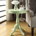 Light Green Side Table With Turned Pedestal Light Green Primary Living Space Traditional Round Wood