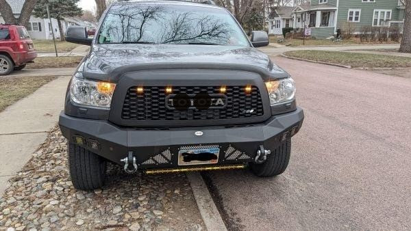 Front Grille For 2010 2011 2012 2013 2014 2015 2016 2017 2018 Toyota Sequoia Trd Pro Grille W Letters W Lights Matte Black Abs Abs
