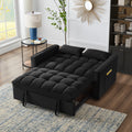 4 In1 Loveseat Sofa Bed With Armrests & Storage Pockets, Multi Function Tufted Pull Out Sofa Bed With Adjustable Backrest And Pillows, Convertible Loveseat Sofa Couch,Black Black Velvet Primary Living Space Medium Soft Tufted Back American