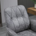 Vinsetto Microfiber Home Office Chair, Height Adjustable Button Tufted Computer Desk Chair With Swivel Wheels, Tilt Function And Padded Armrests, Light Gray Light Grey Steel