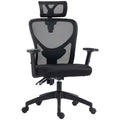 Vinsetto High Back Ergonomic Computer Home Office Chair, Mesh Task Chair With Lumbar Back Support, Reclining Function, Adjustable Headrest, Arms And Height, Black Black Polyester