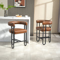 Coolmore Bar Stools Set Of 2, Modern Bar Stool With Back, Black Metal Frames, Upholstered Bar Stools For Kitchen Island, Pub, Club Light Brown Pu Light Brown Dining Room Foam Pu Leather