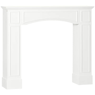 Homcom Modern Fireplace Mantel, Surround Mantels For Fireplace With Decorative Pattern Interior Width 29" White White Mdf