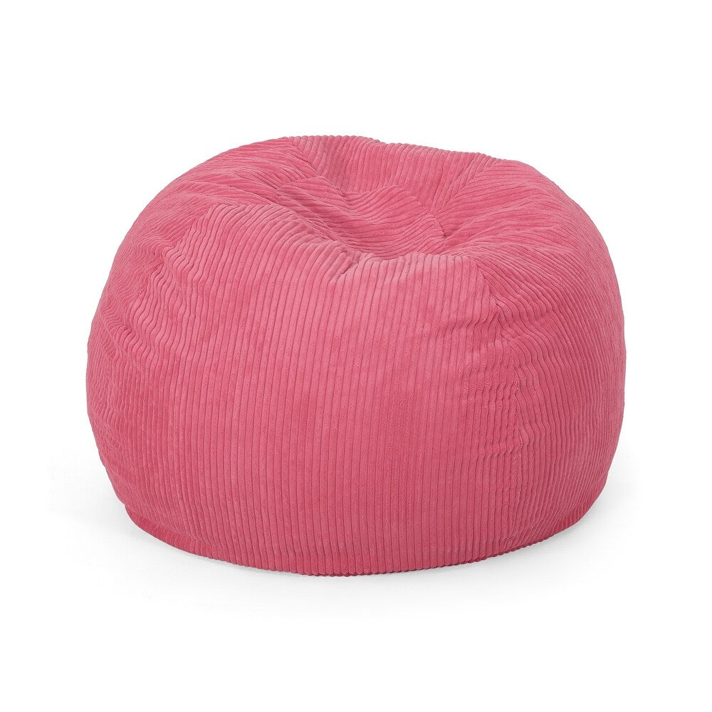 Kenli Modern Corduroy Polyester 3 Ft. Bean Bag Chair,Pink Rose Pink Fabric