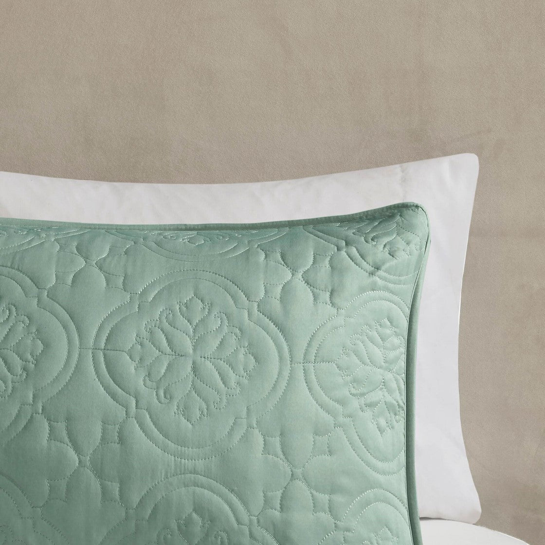 3 Piece Reversible Bedspread Set Seafoam King Cal King King Green Microfiber