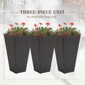 Outsunny Set Of 3 Tall Planters With Drainage Hole, 28