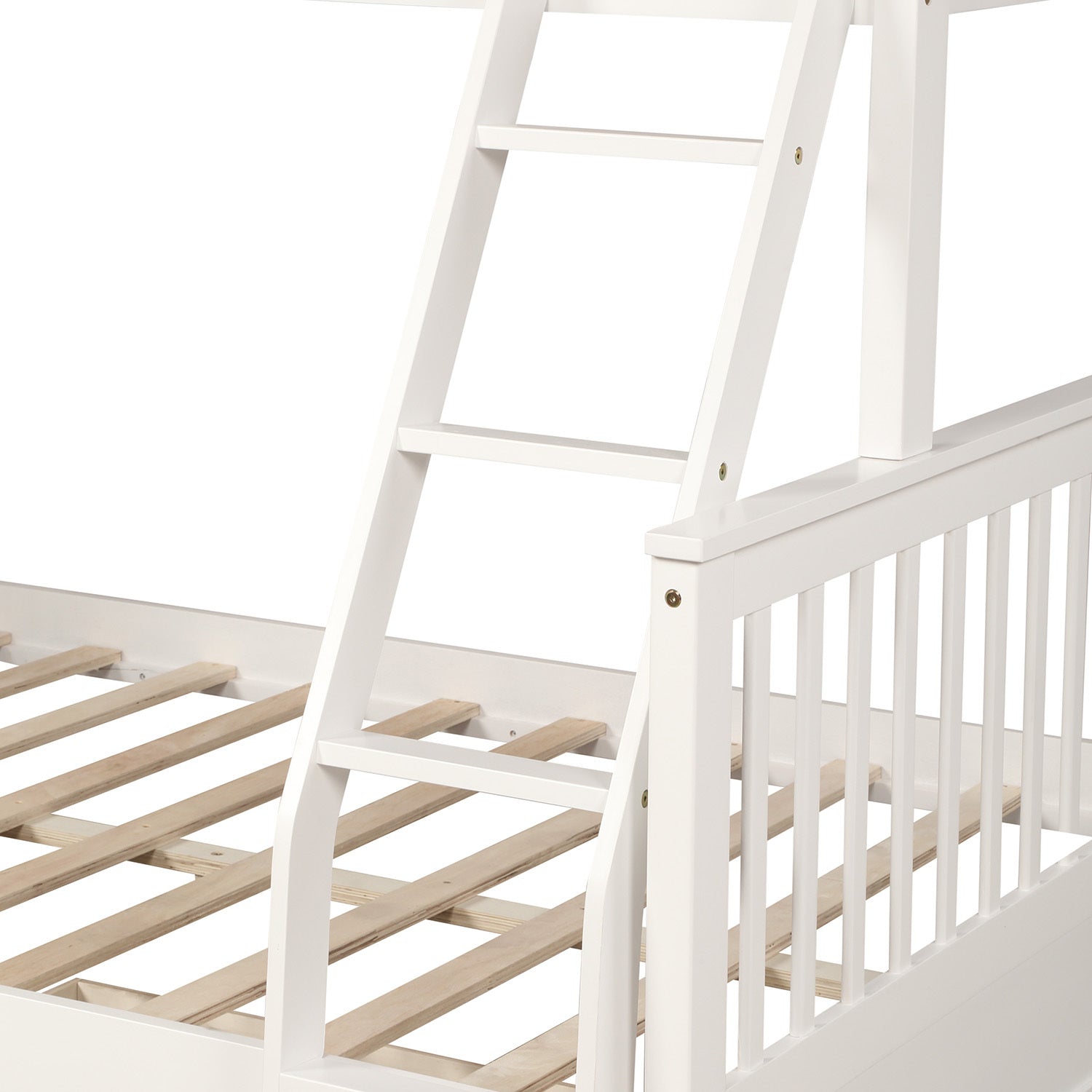 Twin Over Full Bunk Bed With Storage Drawers, Wooden Bunk Bed With Ladder And Safety Guard Rails White Full White Wood