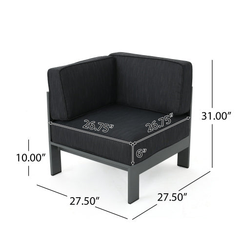 Cape Coral Outdoor Aluminum Sectional Sofa Set Dark Gray Aluminium