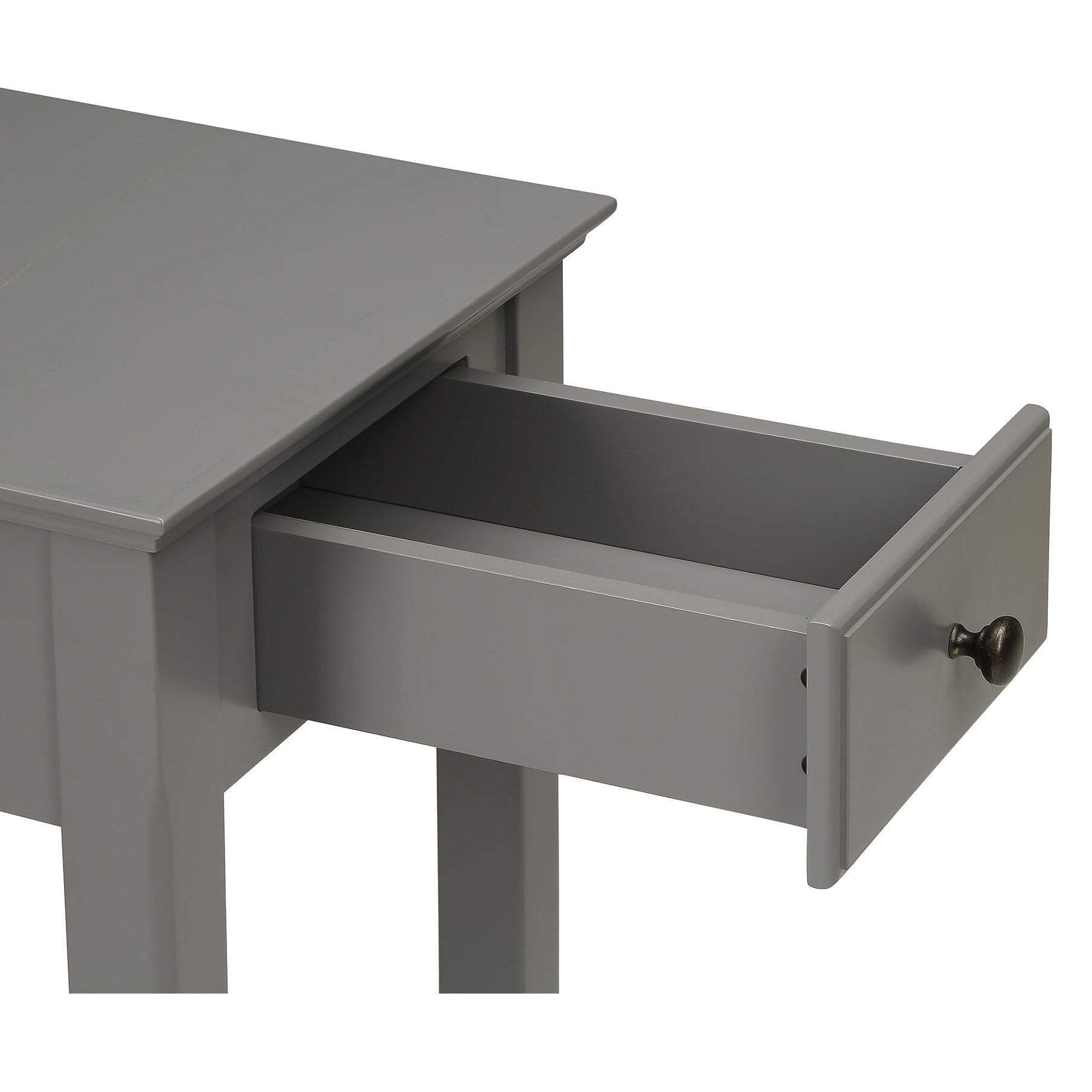 Grey Accent Table With Bottom Shelf Grey Primary Living Space Drawers Rectangular Solid Wood Mdf