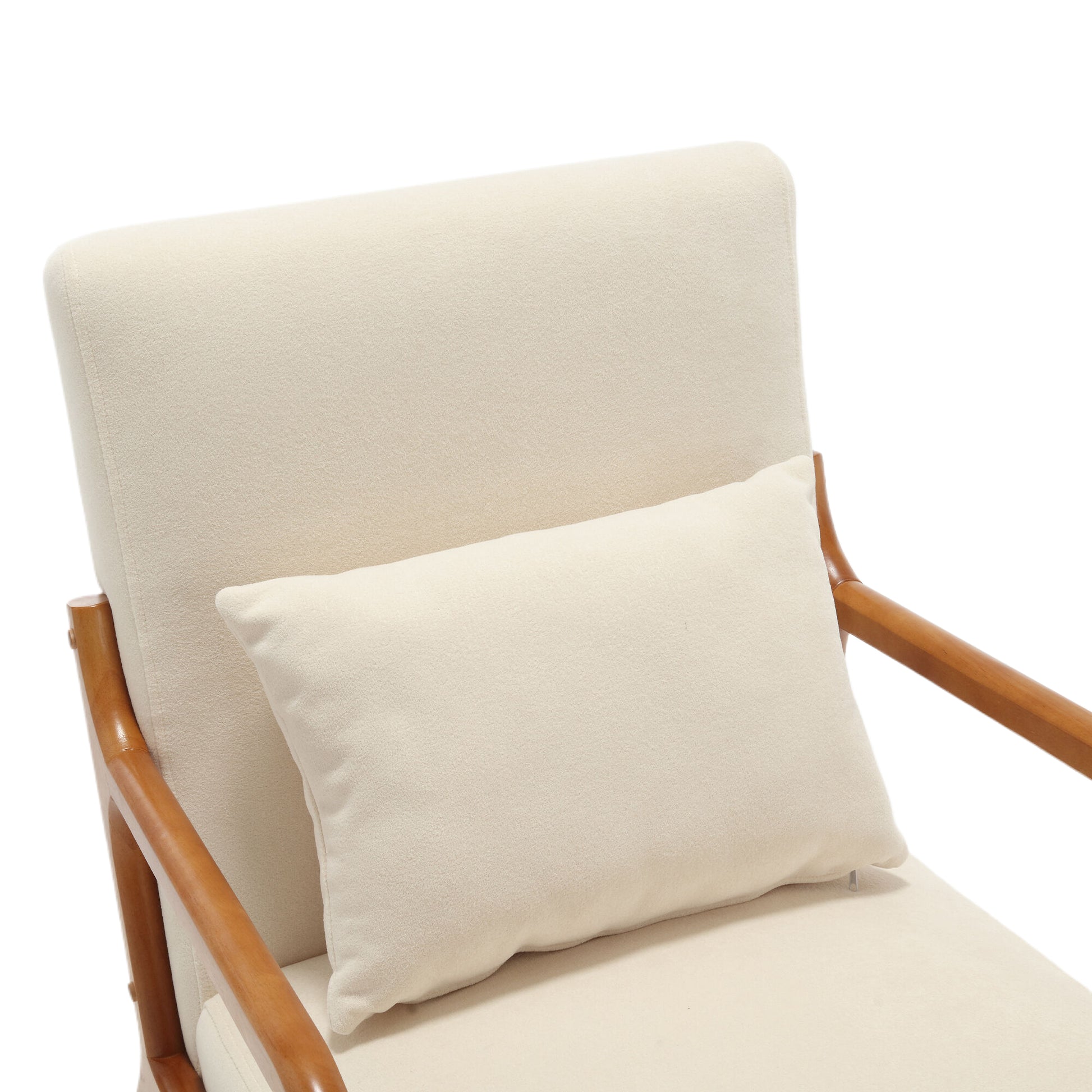Coolmore Modern Accent Chair, Solid Wood Padding Lounge Armchairs With One Pillow For Living Room, Bedroom, Guest Room Beige Beige Brown Primary Living Space Modern Rubberwood Foam Velvet