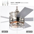 52 Inch 5 Blade Plywood Blades Ceiling Fan ,Dual Lamp Shade Ceiling Fan With Remote Control Optional Remote Satin Nickel Nickel American Design,American Traditional,Classic,Contemporary,Farmhouse Plywood Metal