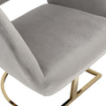 Coolmore Upholstered Tufted Living Room Chair Textured Linen Fabric Accent Chair With Metal Stand Gray Velvet