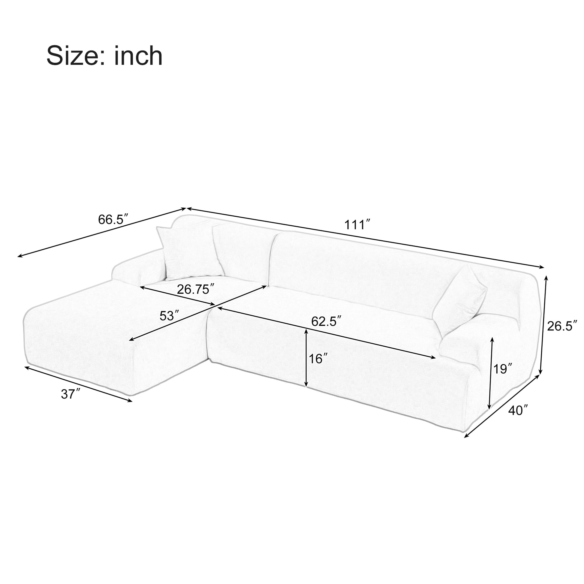 Modern Large L Shape Modular Sectional Sofa For Living Room, Bedroom, Salon, 2 Piece Free Combination, Simplified Style Old Sku:Wy000356Aaa Beige Polyester 3 Seat