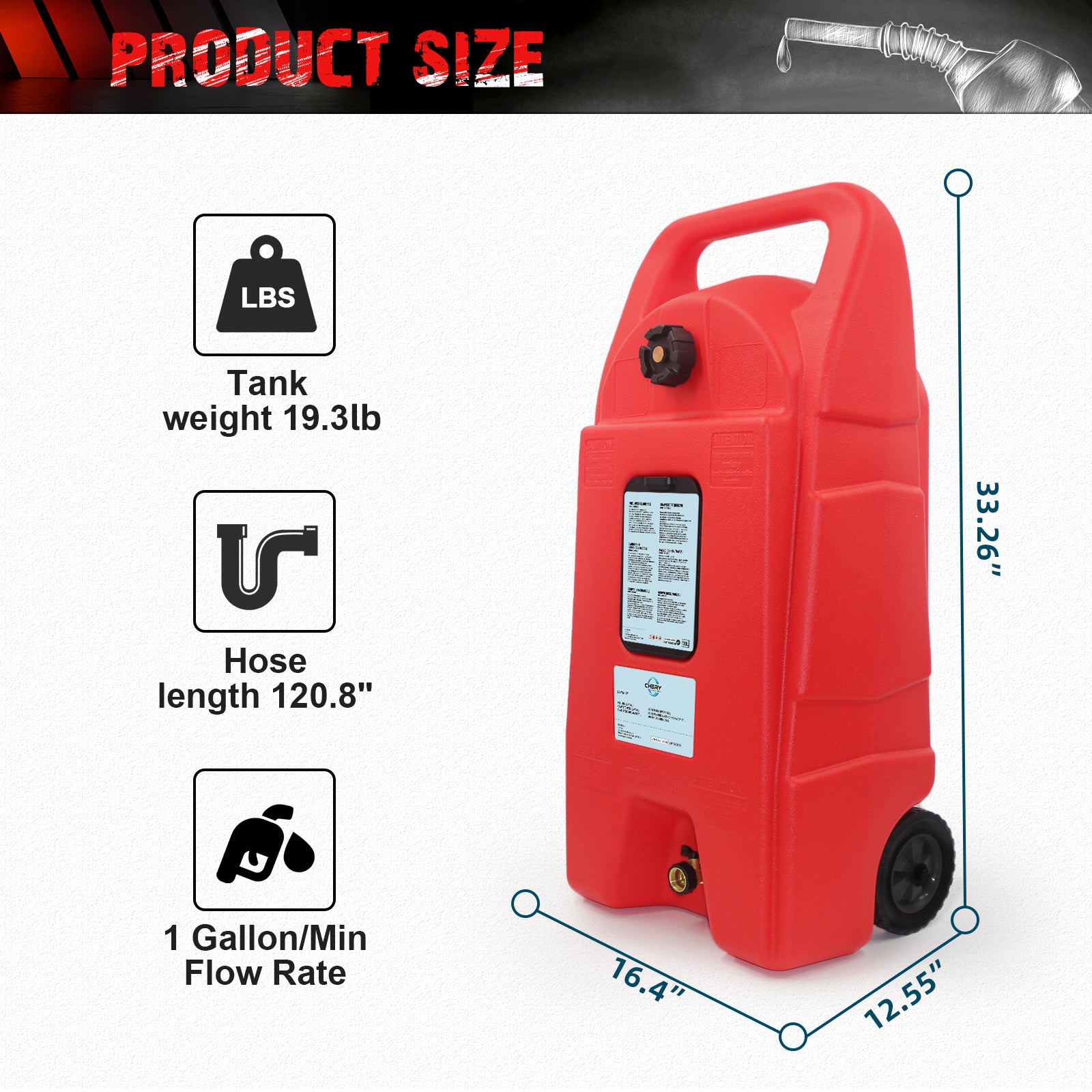 15 Gallon 57 L Gas Caddy With Wheels, Fuel Transfer Tank Gasoline Diesel Can,Fuel Storage Tank For Automobiles Atv Car Mowers Tractors Boat Motorcycle Red Red Hdpe