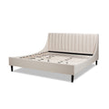 Aspen Vertical Tufted Headboard Platform Bed Set, King, Light Beige Linen Box Spring Not Required King Beige Wood Foam Linen Linen