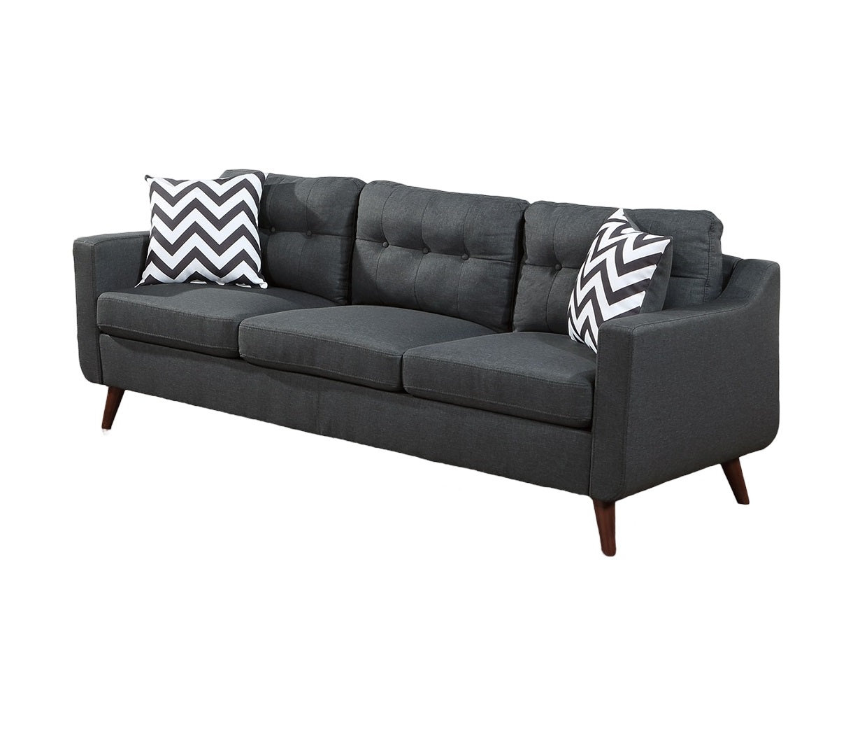 Modern Cozy Sofa Loveseat W Pillows 2Pc Sofa Set Black Polyfiber Couch Tufted Cushions Living Room Black Primary Living Space Firm Tufted Back Contemporary,Modern Pine Square Arms Linen Blend,Pine,Plywood 5 Seat