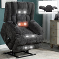 Dual Motor Heat Massage Infinite Position Up To 350 Lbs Electric Power Lift Recliners With Power Remote, Medium Firm And Heavy Duty, Grey White Metal Primary Living Space Heavy Duty Pine Grey Chenille Power Remote Medium Firm Cushion Back American Design