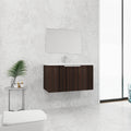 36 Inch Bathroom Cabinet With Resin Sink,Soft Close Doors,Float Mounting Design Silver Brown Stripe Bathroom Modern Plywood Plywood