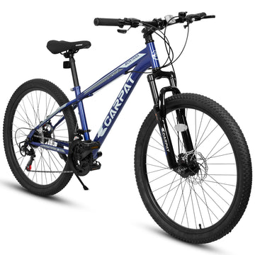 A2610 26 Inch Mountain Bike 21 Speeds, Suspension Fork, Steel Frame Disc Brake For Men Women Mens Bicycle Blue Steel