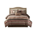 7 Piece Comforter Set Red Cal King California King Red Polyester