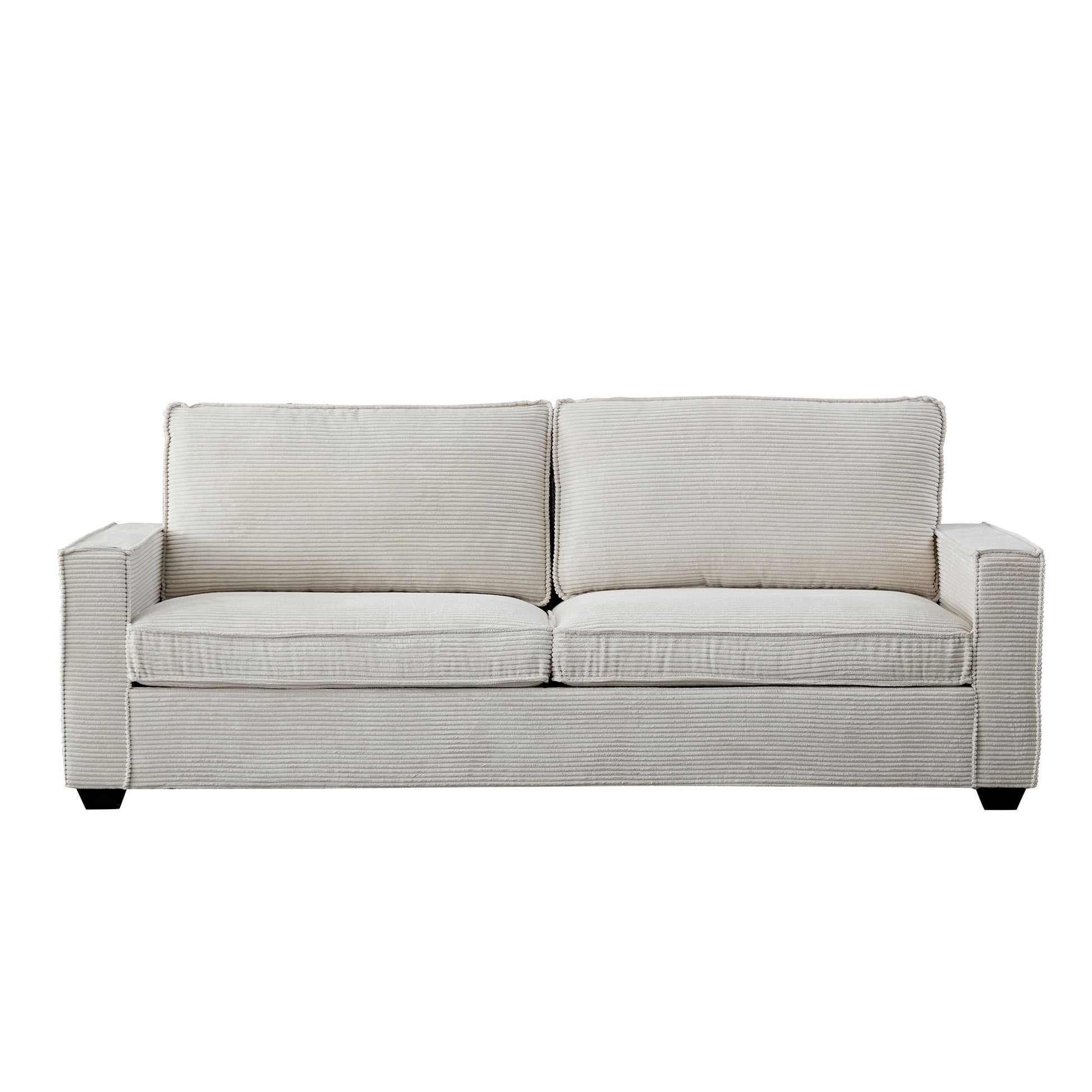 Corduroy Sofa, 87.4 Inch Modern Design Sofa With Cup Holder And Storage Bags, Deep Seat Sofa Couch,Comfy Couch For Living Room,Apartment,Office,Beige Beige Corduroy 3 Seat