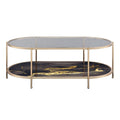 Fiorella Coffee Table, Glass, Black Marble Paint & Gold Finish Lv02222 Gold Metal
