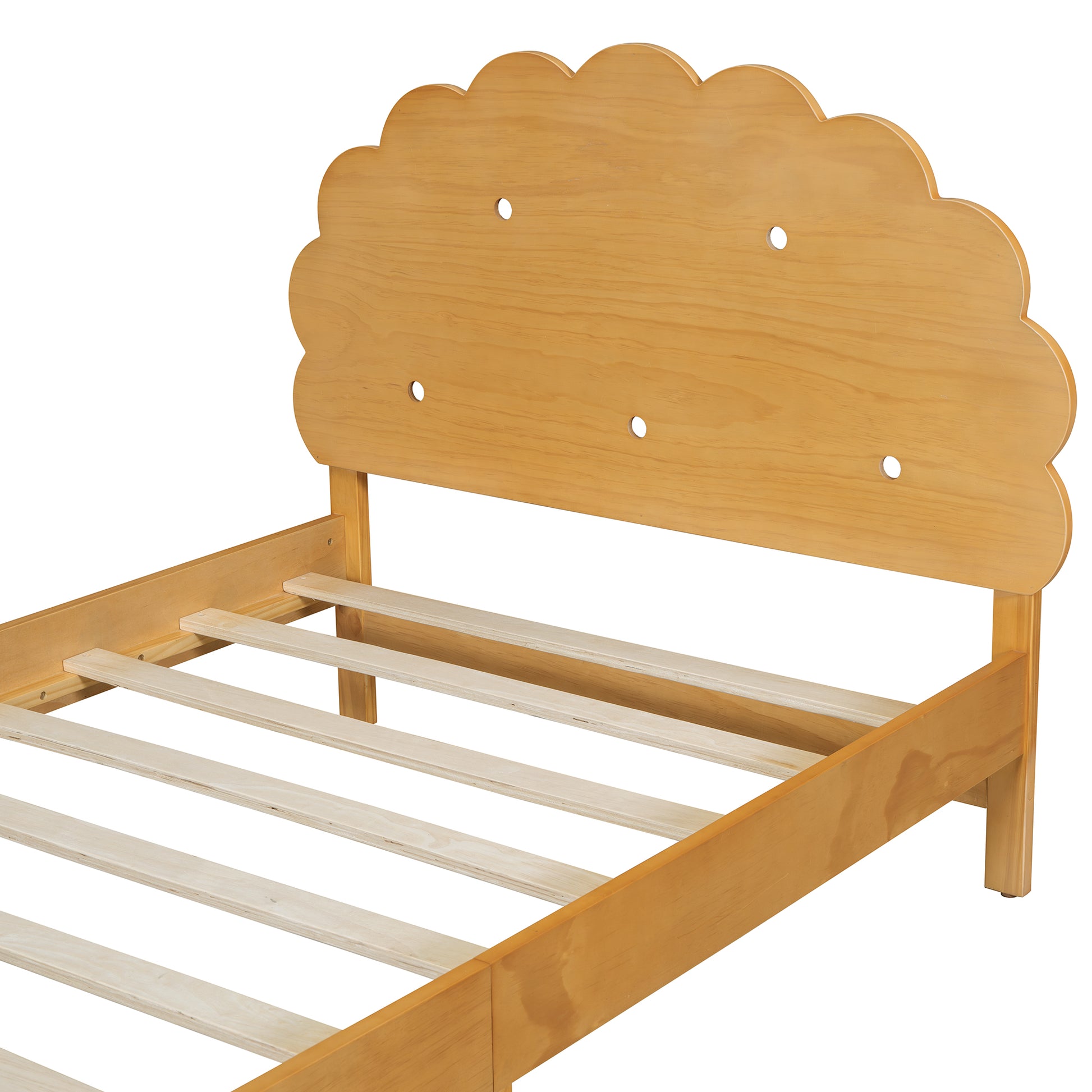 Kids Cookie Shaped Bed Frame For Boys & Girls,Twin Size Platform Bed, Walnut Box Spring Not Required Twin Walnut Wood Bedroom Contemporary,Cute,Modern Bed Frame Wood
