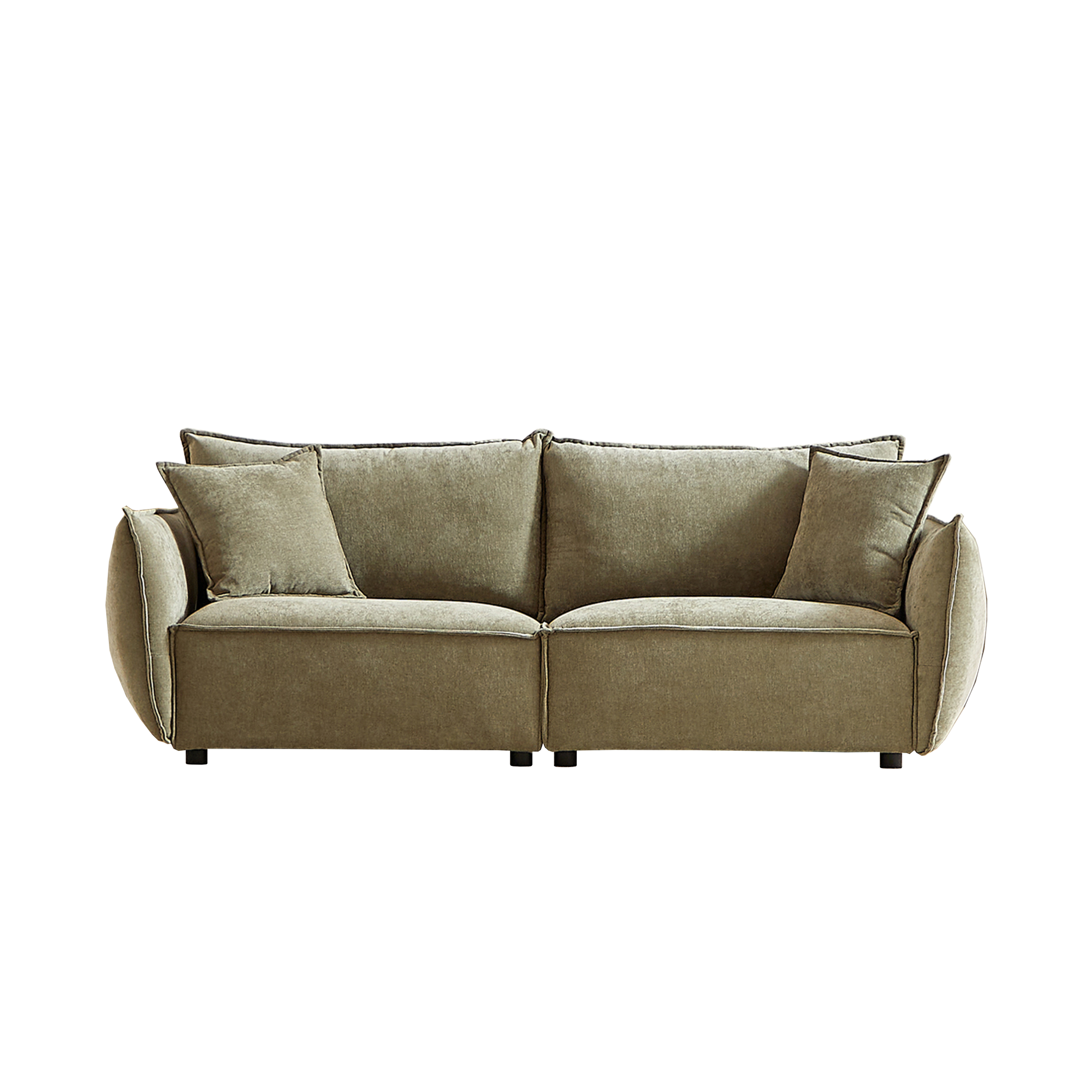 Mh88" Modern Living Room Sectional, Wide Living Room Sectional, Stylish Chenille Triple Sectional With Extra 2 Pillows, Thickly Padded Seat And Back And Armrests For Apartment, Living Room Light Green Chenille Wood Primary Living Space Pine Foam Fabric 3