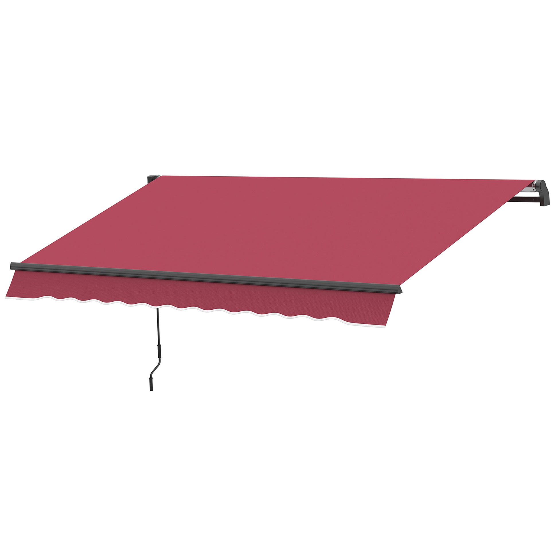 Outsunny 10' X 8' Retractable Awning, Patio Awnings, Sunshade Shelter W Manual Crank Handle, Uv & Water Resistant Fabric And Aluminum Frame For Deck, Balcony, Yard, Red Red Aluminum