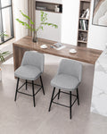 Counter Height Swivel Bar Stools Set Of 2, 360 Swivel Upholstered Barstools With Back And Metal Legs, 25.6