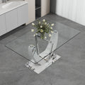 A Modern And Simple Rectangular Glass Table, Equipped With A 0.39 Inch Tempered Glass Table And Medium Density Board Legs, And Stainless Steel Support Shelves. Used In The Kitchen, Dining Room F 907 White Glass