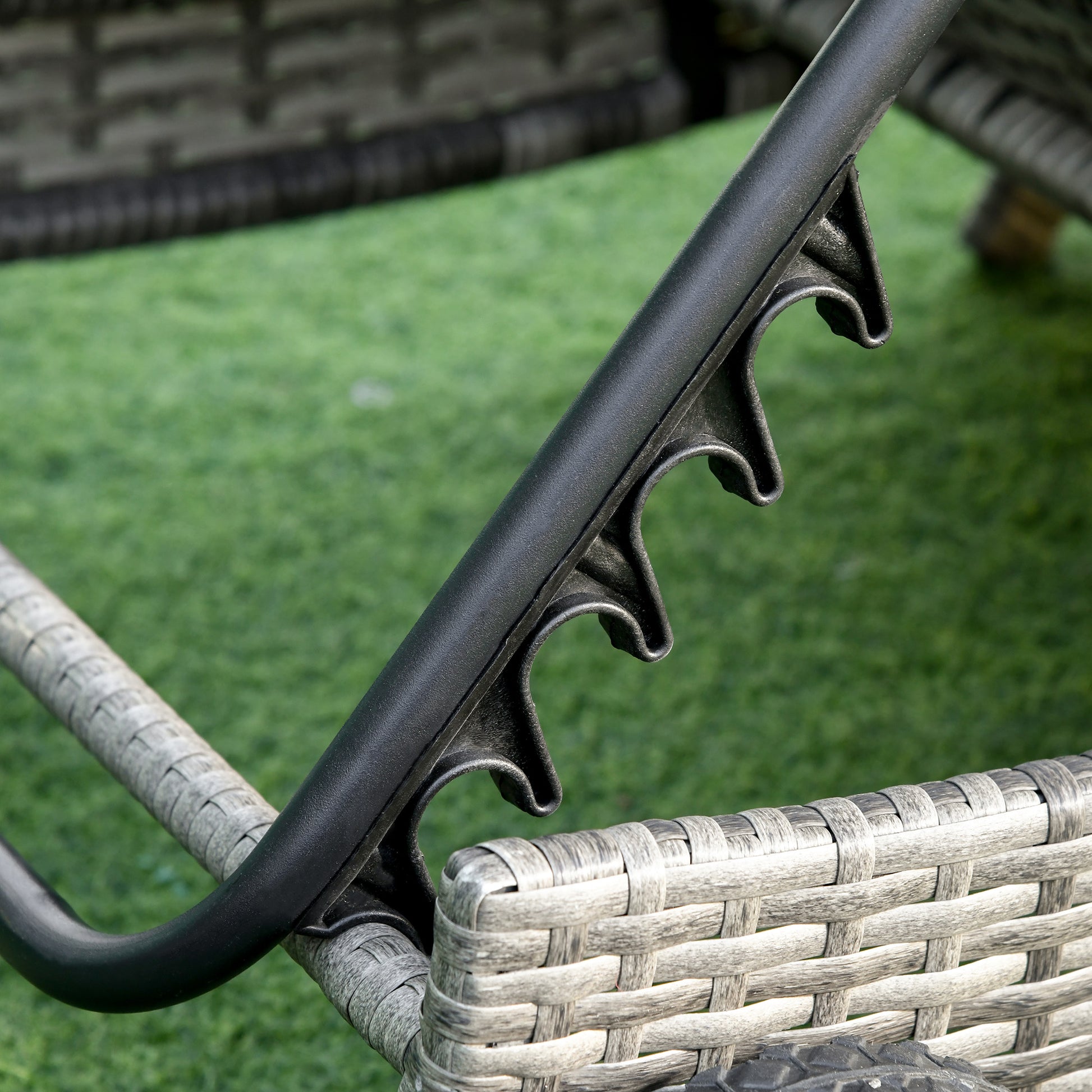 Outsunny Chaise Lounge Pool Chair, Outdoor Pe Rattan Cushioned Patio Sun Lounger W 5 Level Adjustable Backrest & Wheels For Easy Movement, Wicker, Dark Blue Blue Steel