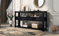 62.2'' Modern Console Table Sofa Table For Living Room With 4 Drawers And 2 Shelves Black Solid Wood Mdf