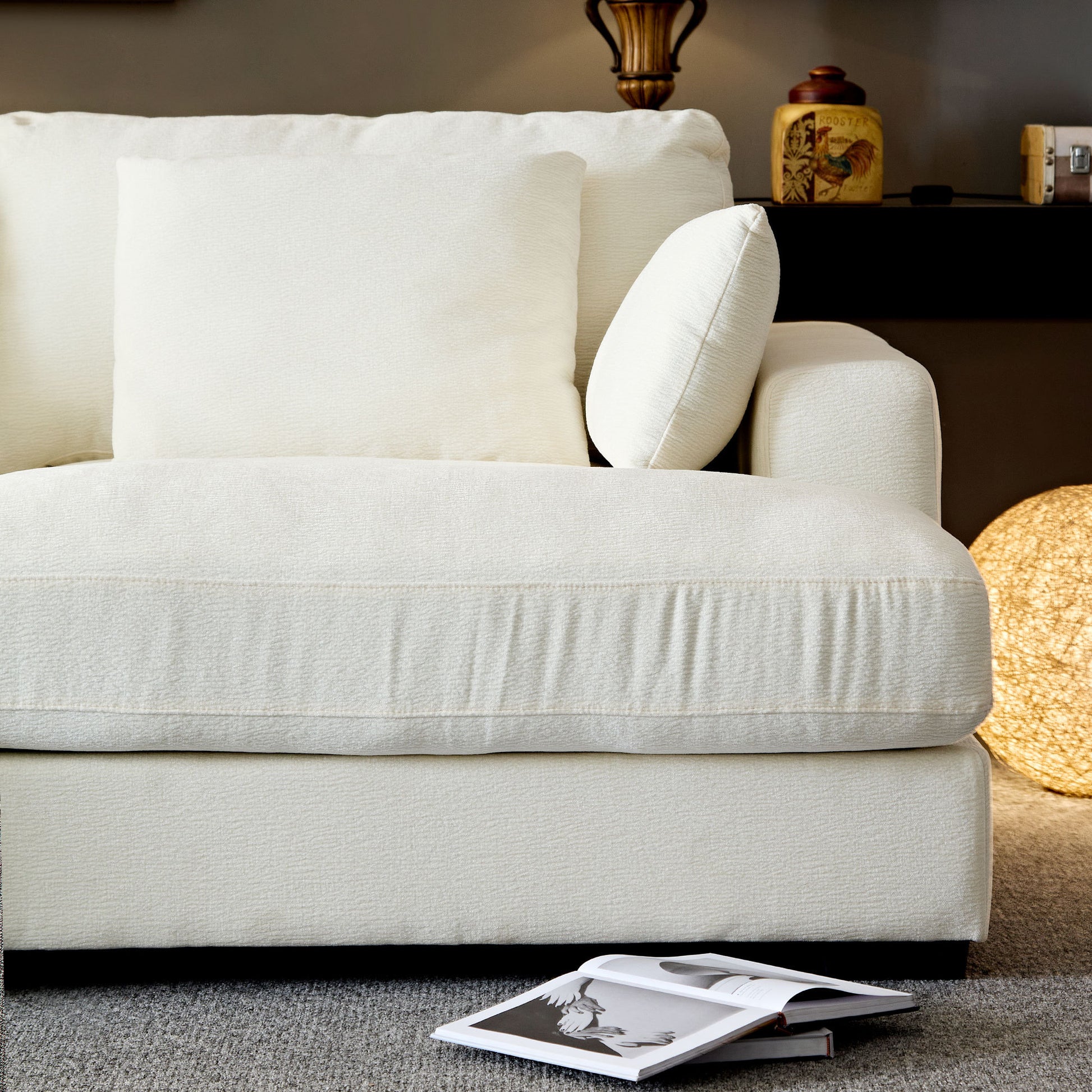 Comfor Daybed With Over Wide Sofa Bed,Modern Design Fabric Beanbag With Arms,Beige Beige Fabric 2 Seat