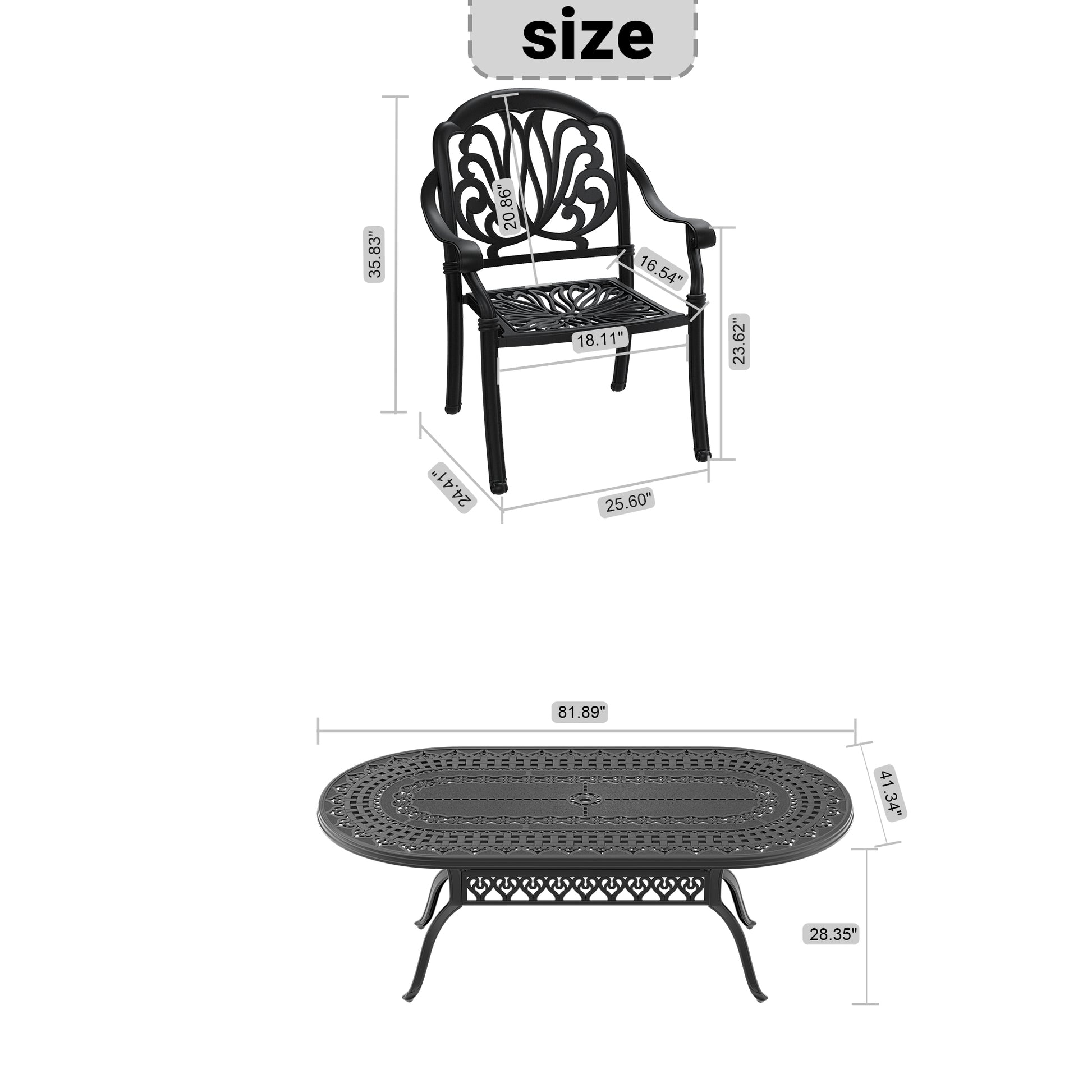 Cushions In Random Colors 9 Piece Set Of Cast Aluminum Patio Furniture With Cushions Yes Dining Set Black Seats 8 Rust Resistant Frame Water Resistant Cushion Garden & Outdoor Complete Patio Sets Aluminium