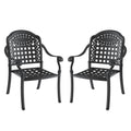 Cast Aluminum Patio Dining Chair 2Pcs With Black Frame And Cushions In Random Colors Yes Complete Patio Set Black Rust Resistant Frame Water Resistant Cushion Garden & Outdoor Complete Patio Sets Aluminium