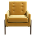 Cole Solid Wood Lounge Chair Yellow Fabric